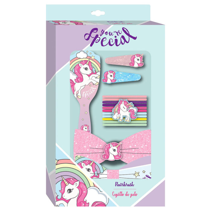 Unicorn haaraccessoires set met 18 accessoires en haarborstel