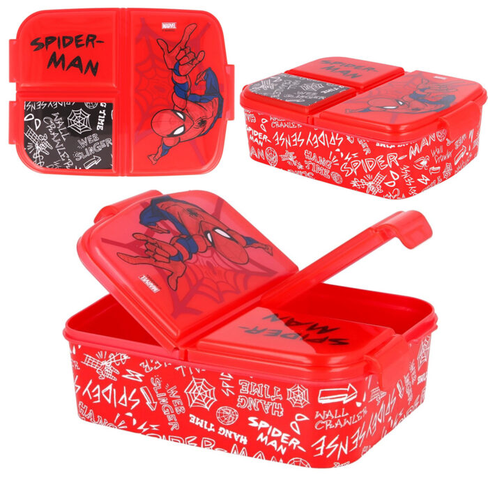 Spiderman Web Broodtrommel 3 vakjes - 18x13 cm - Brooddoos - Lunchbox - Afbeelding 2