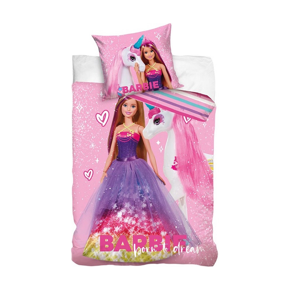 Barbie dekbedovertrek Unicorn 140 x 200 cm - 60 x 70 cm (katoen)