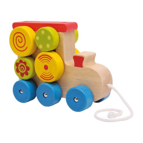 Houten speel locomotief