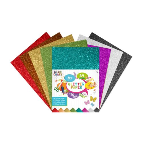 Glitterpapier A4 8 Stuks