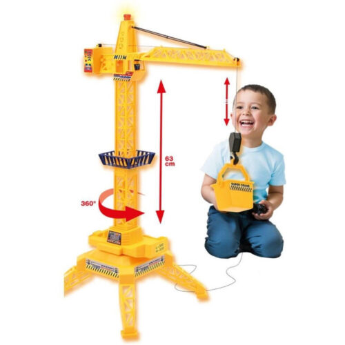 Kraan met kabelbesturing en beweegbare trolley - Grote gele kraan van 60 cm