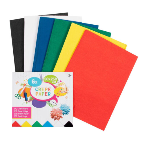 Crepe papier pakket | 50 x 250 cm | 6 x | 6 verschillende kleuren | knutselen voor kinderen