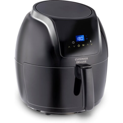 Cuisinier Deluxe Airfryer - 5 Liter - 230V - Hetelucht friteuse - Heteluchtoven - Temperatuur Instellen van 80°C tot 200°C - 7/8 Personen - Zwart