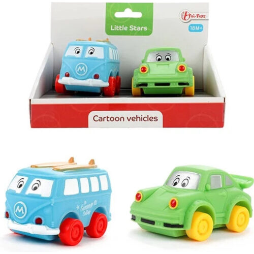 2 zachte pvc autos cartoon 71852B.