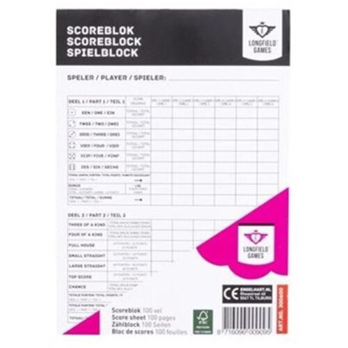 Yathzee scoreblok 1 stuks - 100 pagina's
