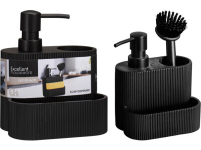 Zeepdispenser zwart met streepdesign - Afbeelding 3