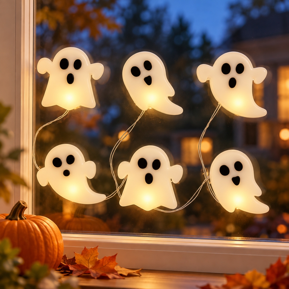 Halloween raamdecoratie met licht - set van 6 - Afbeelding 2