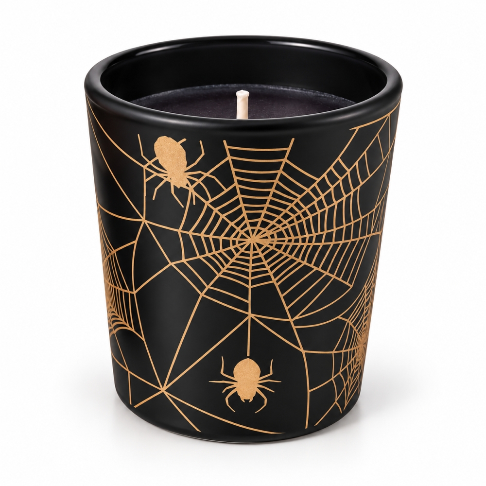 halloween-geurkaars-zwart-goud-spinnenweb.png