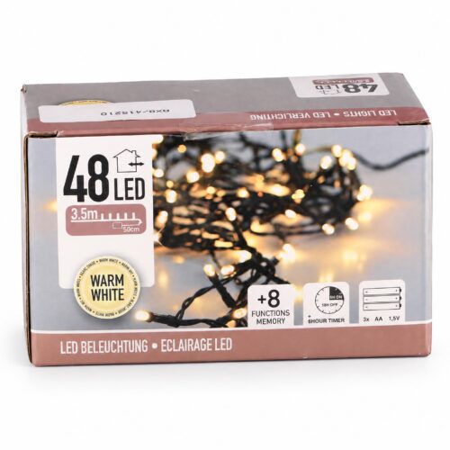 Kerst LED verlichting 48 batterij warm wit