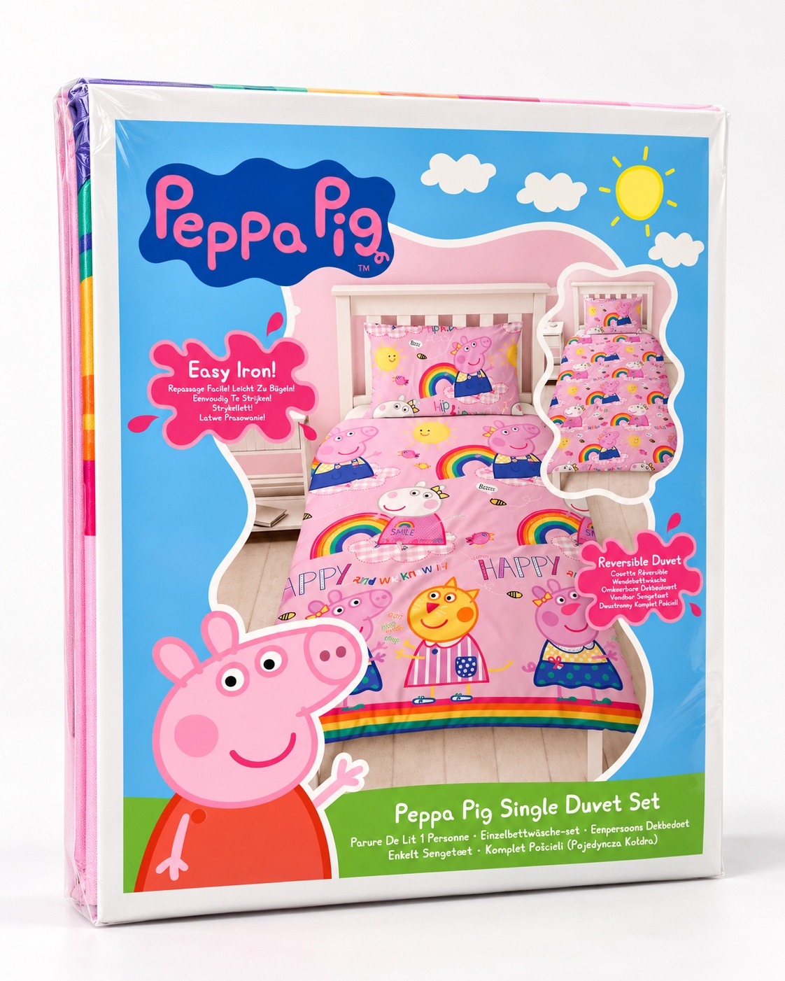 Peppa Pig Happy - Dekbedovertrek - Eenpersoons - 135 x 200 cm - Roze
