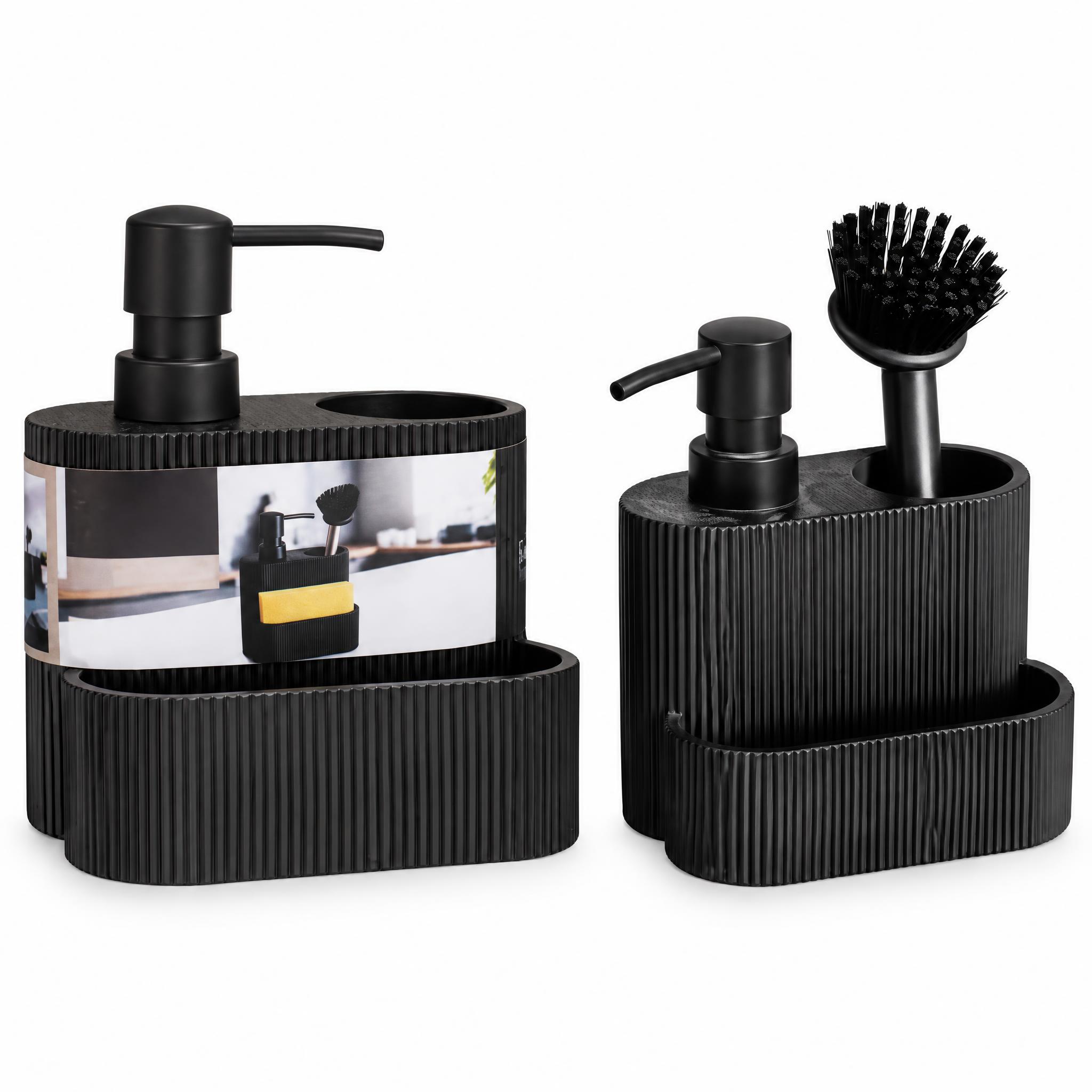 Zeepdispenser zwart met streepdesign